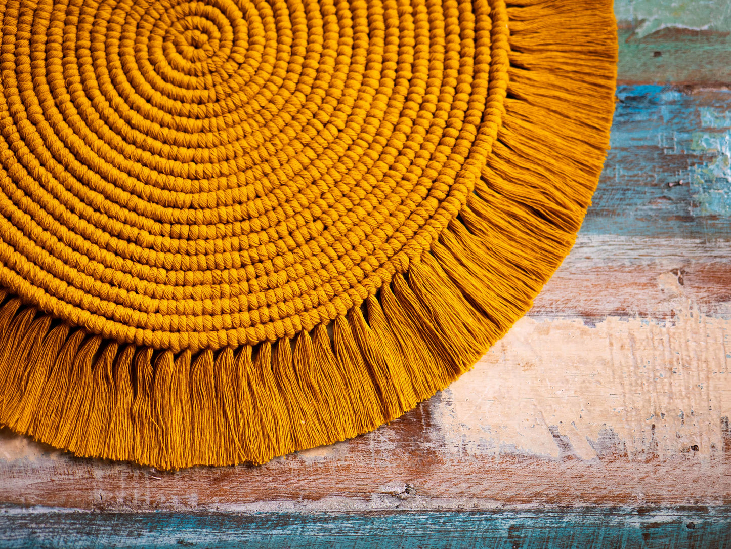 Macrame Centre Piece - Mustard