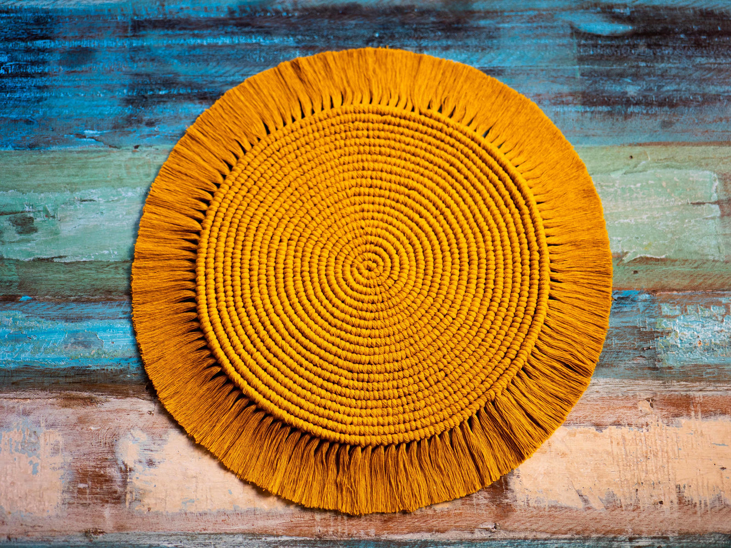 Macrame Centre Piece - Mustard