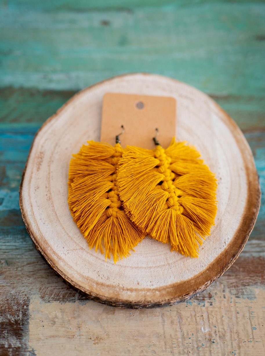 Macrame Earrings: Mustard