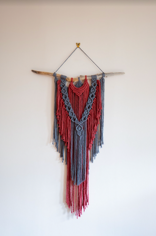 Macrame Wall Hanging ~ Red curtain