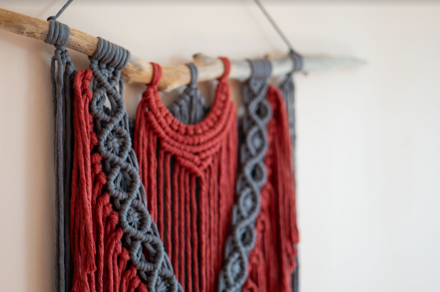 Macrame Wall Hanging ~ Red curtain