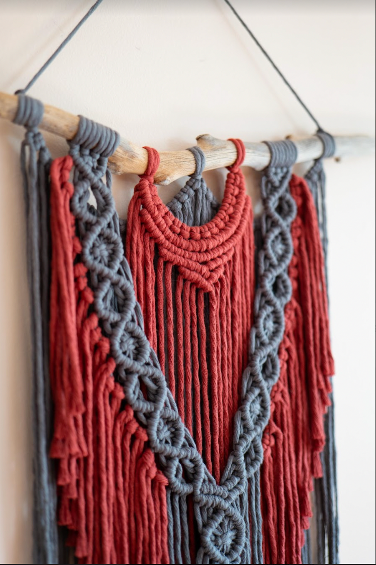 Macrame Wall Hanging ~ Red curtain