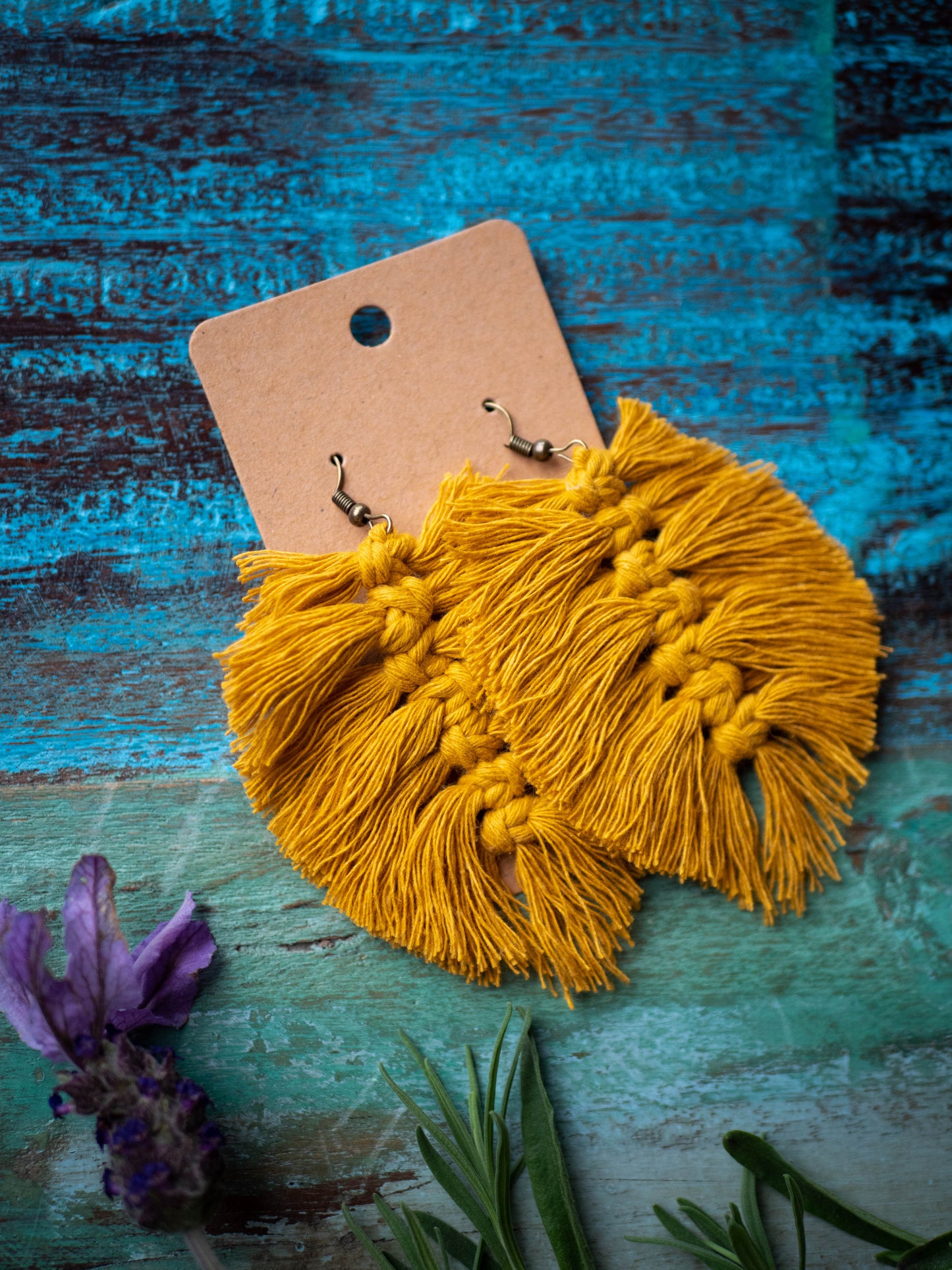 Macrame Earrings: Mustard