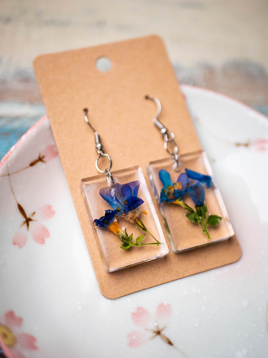 Garden Flower Earrings: Bacopa Rectangle Long #1