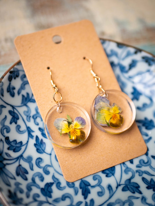 Garden Flower Earrings: Viola Round #1