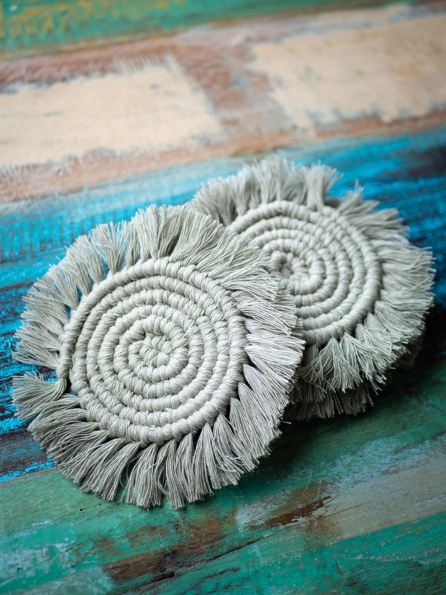 Macrame Coasters - Sage