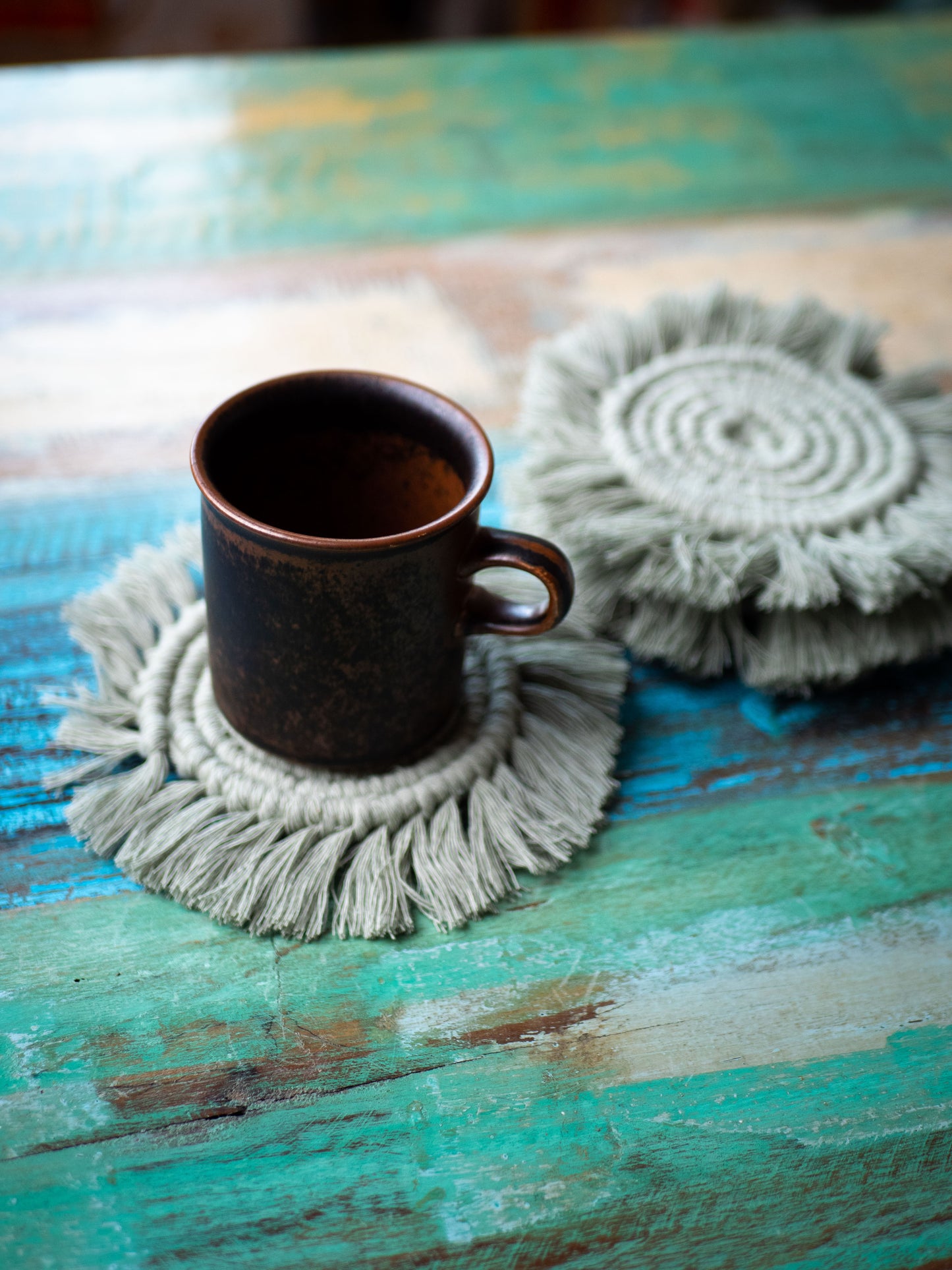 Macrame Coasters - Sage