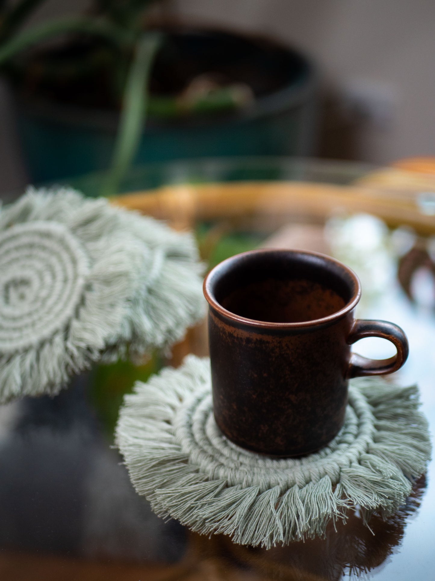 Macrame Coasters - Sage